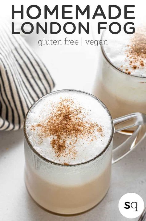 Healthy London Fog, Aip Hot Drinks, London Fog Tea Recipe, Sleepy Drinks, Vegan London Fog, Hot Milk Drink, Barista Drinks, London Fog Recipe, Almond Milk Drinks