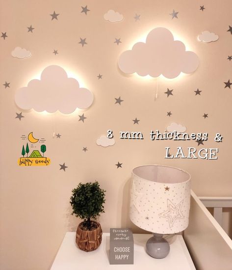 Clouds Room Decor, Wooden Bedside Lamps, Light Nursery, Baby Duvet, Cloud Night Light, Cloud Wall, Nursery Lighting, 9v Battery, Cloud Lights