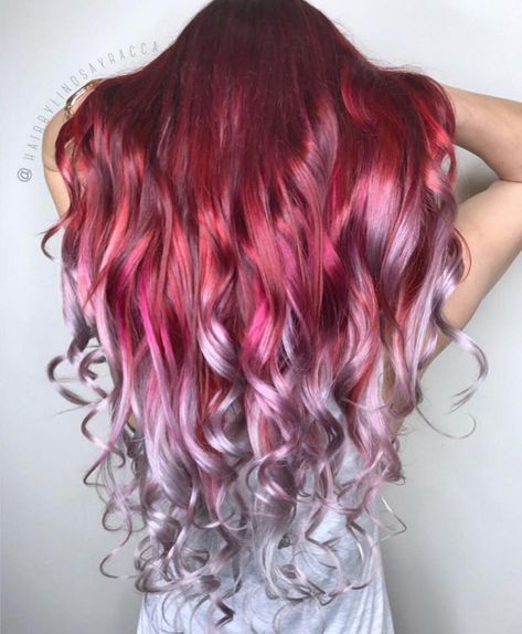 silver to red ombre hair - Google Search Balayage Red Hair, Balayage Red, Silver Ombre Hair, Brown Ombre Hair Color, Red Balayage Hair, Mahogany Hair, Red Hair Inspiration, Pink Ombre Hair, Red Ombre Hair