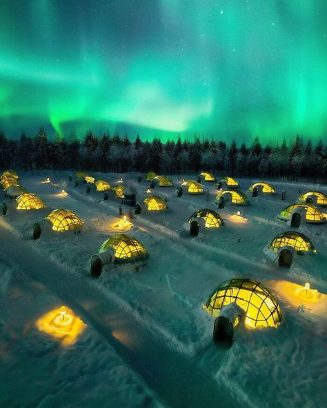 Igloo Hotels In Lapland, Finland Kakslauttanen Arctic Resort, Aurora Lights, Photo Voyage, Lapland Finland, Tour Around The World, Virtual Travel, Cabin In The Woods, The Northern Lights, Travel Tours