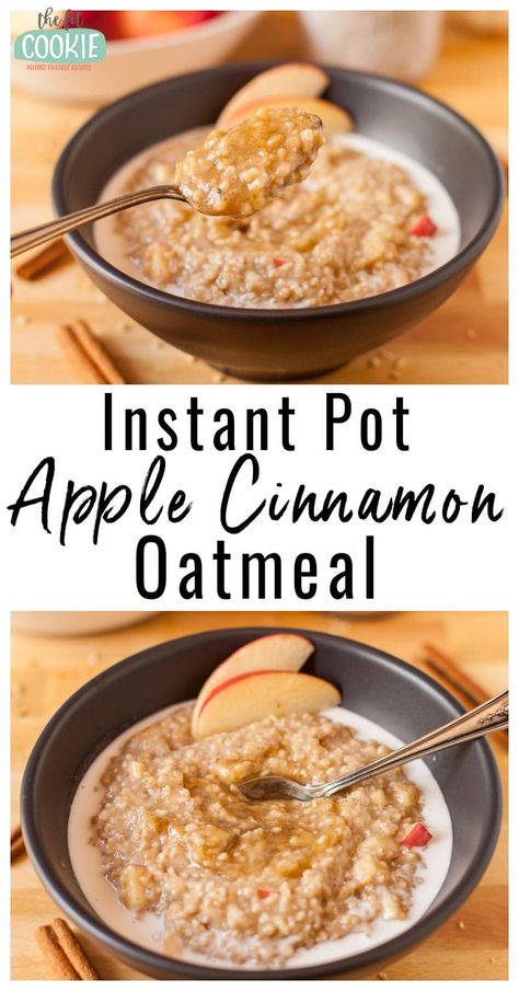 Whip up a hot breakfast in your pressure cooker with this delicious Instant Pot Apple Cinnamon Oatmeal! This is made with hearty steel cut oats, and is gluten free, dairy free, and peanut free. | thefitcookie.com #dairyfree #vegan #glutenfree #instantpot #pressurecooker Instant Pot Apple Cinnamon Oatmeal, Instant Pot Oatmeal, Apple Cinnamon Oatmeal, Gluten Free Oatmeal, Cinnamon Oatmeal, Instant Oatmeal, Oatmeal Recipe, Best Instant Pot Recipe, Healthy Instant Pot Recipes