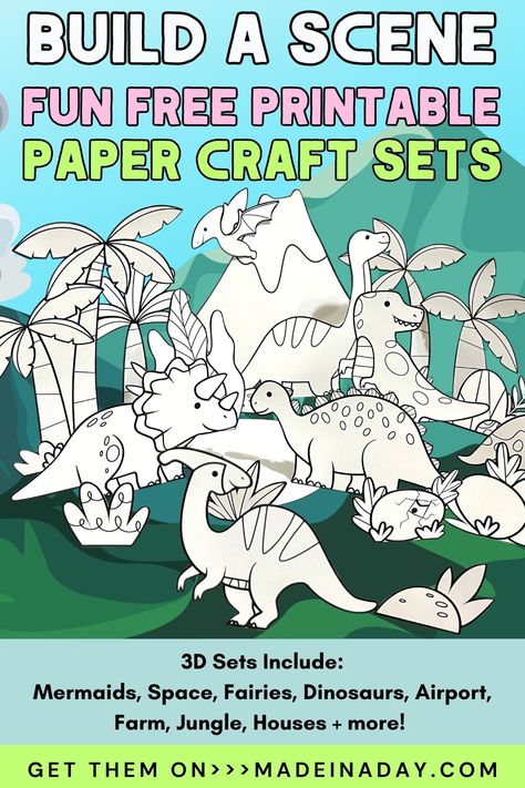 Download free paper craft printable sets including houses, fairy worlds, airports, farms, and more. Perfect for kids and adults, these easy-to-assemble templates offer hours of creative fun. Make a fun printable paper doll house village with these paper craft templates. Printable 3d paper crafts sets for kids! Printable 3d Paper Crafts, Jungle Coloring Pages, Free Printable Paper, 3d Templates, Free Printable Crafts, House Village, Craft Templates, Papercraft Printable, Paper Doll House