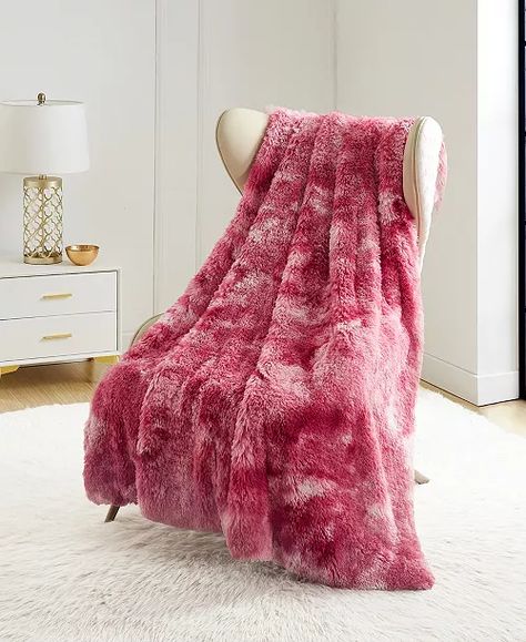 Juicy Couture - Faux Fur Throw Blanket, Faux Fur Blanket, Fur Throw Blanket, White Tassel, Sherpa Throw Blankets, Couch Chair, Plush Throw Blankets, Faux Fur Throw, Pink Tie Dye