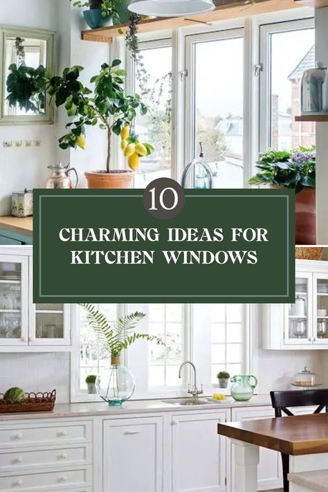 Ready to transform your kitchen window into a stylish focal point? Here are 10 creative ideas that will bring your kitchen to life! From trendy plants that bring in a splash of greenery to chic curtain styles that add warmth and character, there's something for every decor style. You’ll discover how to mix and match elements, and even learn how small changes can create a big impact. Involve spring flowers, fresh herbs, or unique window treatments that reflect your personality and why not add a touch of farmhouse-style flair? Let’s make cooking a delightful experience in a beautifully decorated space! Curtains For Small Kitchen Window, Greenhouse Window Kitchen Decor, Small Window Decor Ideas, Shelf Above Kitchen Window, Plants Above Kitchen Cabinets, Kitchen Window Above Sink, Kitchen Sink Window Treatments, Window Above Sink, Large Kitchen Window