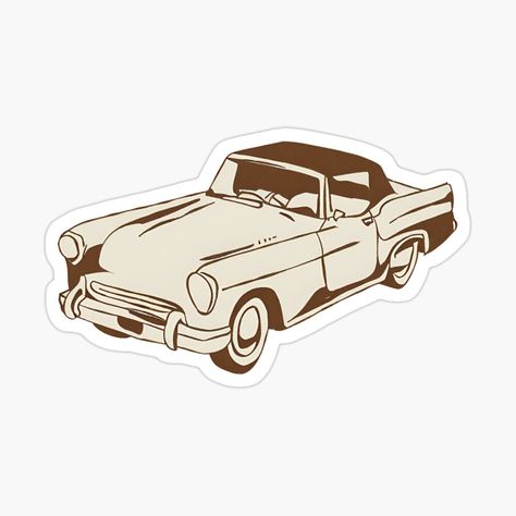 Get my art printed on awesome products. Support me at Redbubble #RBandME: https://www.redbubble.com/i/sticker/Classic-old-car-by-Epic-Art/160917700.EJUG5?asc=u Vintage Car Drawing, Vintage Car Illustration, Car Icons, Car Designs, Car Graphics, Car Illustration, Old Car, S Car, Sidecar