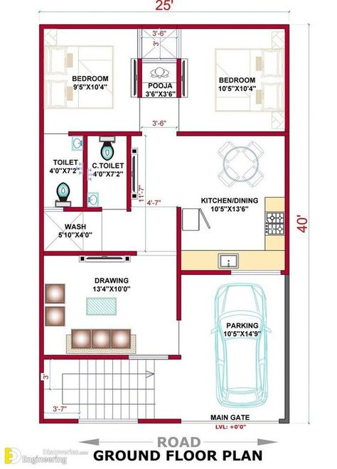 Top 24+ Luxury House Plan Ideas! - Engineering Discoveries House Plan Ideas, 30x50 House Plans, 20x30 House Plans, South Facing House, 20x40 House Plans, 30x40 House Plans, 2bhk House Plan, Bungalow Floor Plans, Indian House Plans