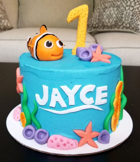 Finding Nemo Smash Cake, Nemo Smash Cake, Nemo Cake Ideas, Nemo Birthday Cake, Finding Nemo Birthday Cake, Smash Cake First Birthday, Finding Nemo Cake, Finding Nemo Party, Nemo Cake