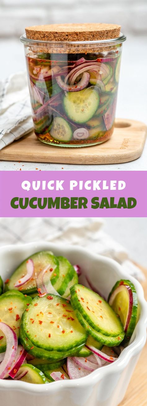 Quick-Pickled Cucumber Salad | Clean Food Crush Cfc Recipes, Pickled Cucumbers And Onions, Pickled Cucumber Salad, Ww Snacks, Canned Biscuit, Word Salad, Pickled Cucumbers, Pickled Cucumber, Marinated Vegetables