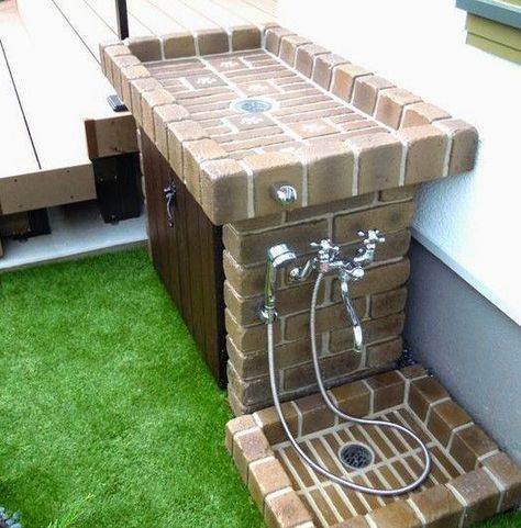 Outdoor Garden Sink, Garden Sink, Outdoor Sinks, Apartment Patio Decor, Patio Decorating Ideas On A Budget, Patio Decorating Ideas, Outdoor Decor Backyard, Outdoor Patio Decor, Patio Decorating