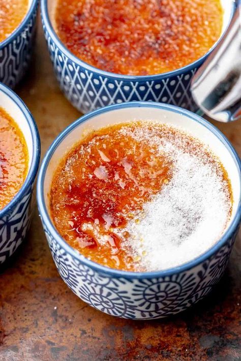 This creamy, floral Thai Tea Cr Tea Creme Brulee, Kitchen Torch, Creme Egg, Thai Tea, Heavy Whipping Cream, Heavy Cream, Custard, Dish Towels, Casserole Dishes