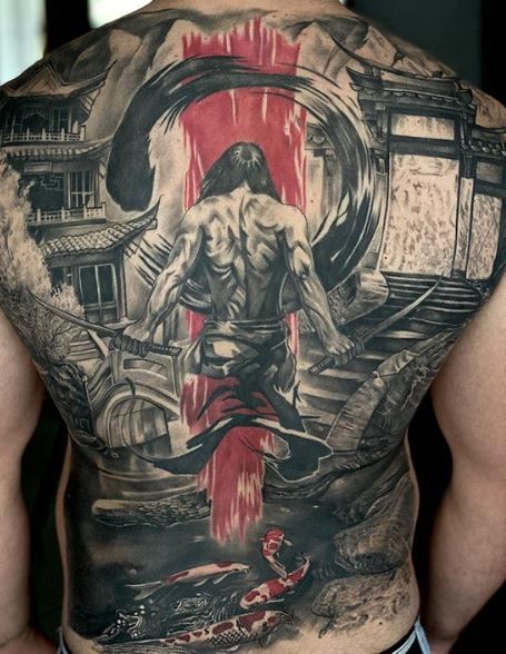 Samurai Back Tattoo, Tattoo Japonais, Samurai Tattoo Sleeve, Japanese Back Tattoo, Japanese Tattoos For Men, Backpiece Tattoo, Cool Back Tattoos, Full Tattoo, Tattoo Me