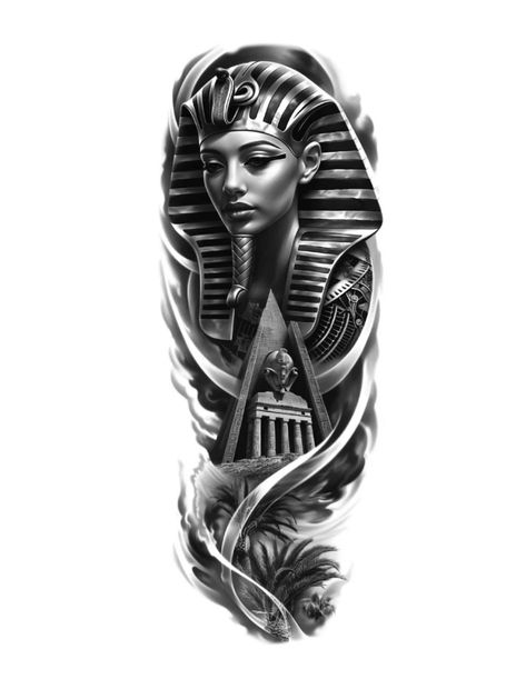 Egyptian Sleeve Tattoo, Egyptian Leg Sleeve, Egyptian Tattoos, Pharoah Tattoo, Egyptian Tattoo, Leg Sleeves, Egypt Art, Sleeve Tattoos, Egypt