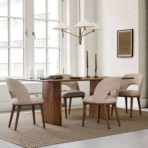 West Elm Anton Solid Wood Dining Table 72" - AptDeco West Elm Dining Room, Oversized Furniture, Expandable Dining Table, Solid Wood Dining Table, House Remodel, Solid Mango Wood, Coffee Table With Storage, Farmhouse Table, Wood Dining Table