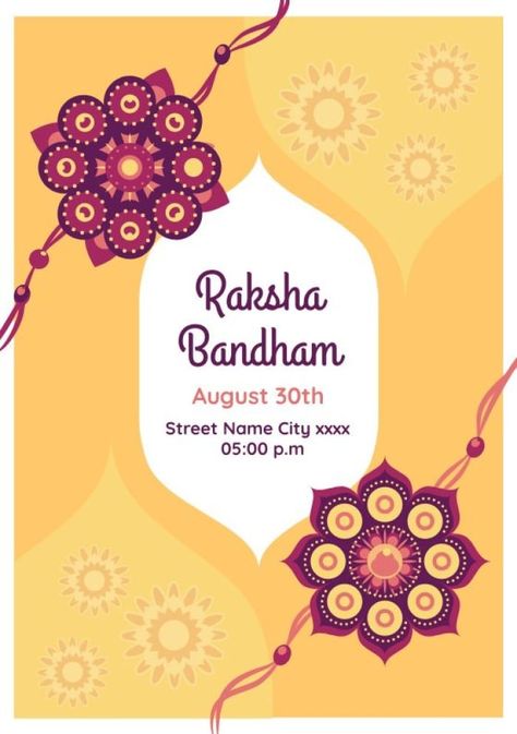 Hand-drawn Pattern Raksha Bandhan Celebration Invitation Rakhi Invite Template, Adobe Wedding, Free Invitation Cards, Flag Drawing, Invitation Layout, Invite Template, Hand Drawn Pattern, Brand Kit, Raksha Bandhan