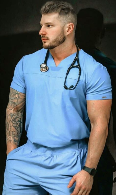 Male Nurse Tattoo, Nursing Outfit, Nurse Tattoo, Male Doctor, Male Nurse, Medical Staff, Men's Muscle, Men In Uniform, Muscle Men