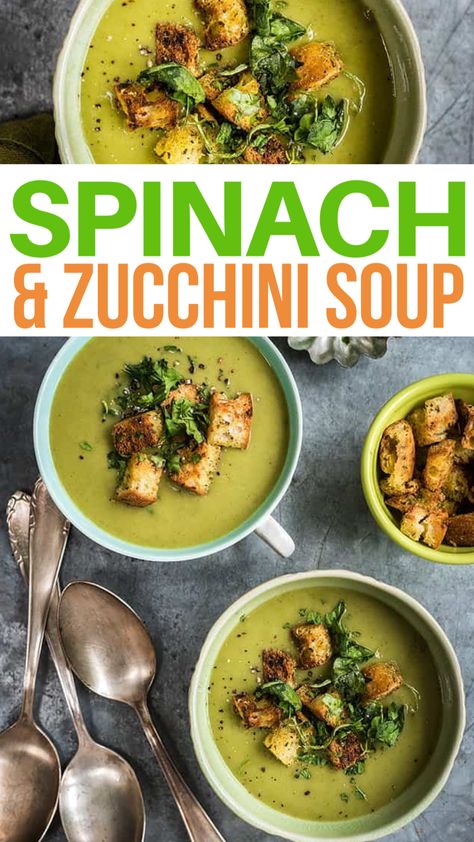 Zucchini And Kale Soup, Zucchini And Spinach Soup, Zucchini Spinach Soup, Zucchini And Spinach Recipes, Zucchini Spinach Recipes, Zucchini Soup Healthy, Mushroom Soup Crockpot, Zucchini Soup Recipes, Cozy Soups