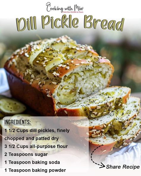 Dill Pickle Bread Recipes, Pickle Bread Recipes, Dill Pickle Bread, Pickle Bread, Dill Pickle Juice, Pickle Party, Bread Dishes, Bread Muffins, Best Bread Recipe