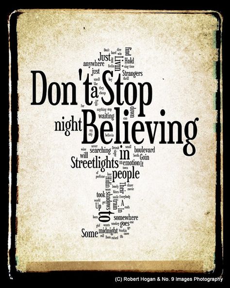 Don't Stop Believing Lyrics - Journey Word Art - Word Cloud Art Print 8x10 - Gift Idea Word Cloud Art, Journey Band, Journey Steve Perry, Beatles Lyrics, Dont Stop Believin, Lyrics To Live By, Dont Stop Believing, Steve Perry, Cloud Art