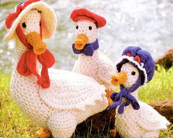 Vintage Crochet Country Goose Family Pattern PDF Instant Digital Download Retro 1980s Crochet Mother and Baby Geese Goslings Amigurumi Plush Crochet Country, Pageboy Hat, Funny Pattern, Amigurumi Plush, Animals Crochet, Pattern Doll, Vintage Crochet Patterns, Vintage Crochet Pattern, Crochet Vintage