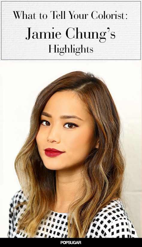 What to Tell Your Colorist: Jamie Chung's Soft Highlights Jamie Chung Hair, Asian Hair Highlights, Colored Hair Tips, Jamie Chung, Effortless Hairstyles, Mom Hairstyles, Hair Color Highlights, Asian Hair, Hair Color And Cut