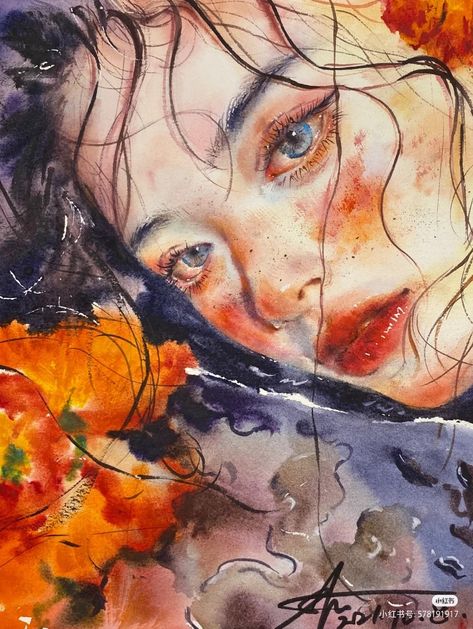 Watercolour Portrait Artists, Colorful Art Inspiration, Yizheng Ke, Watercolour Portrait, Watercolor Portrait Painting, Portraiture Art, Portrait Watercolor, Beautiful Painting, Personal Journey