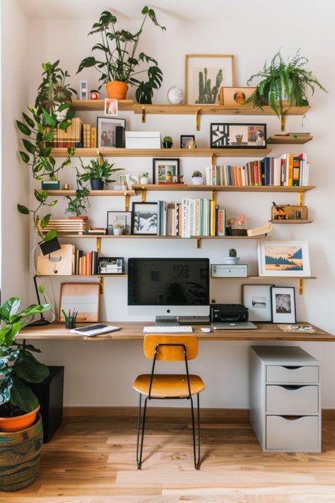 15 Smart Small Bedroom Office Ideas: Maximizing Space for Dual Use – Everyday Inspo Small Office With Two Desks, Work Desk In Living Room, Living Bedroom Combo Ideas, Tiny Home Office In Bedroom, Small Bedroom And Office Combo Ideas, Living Room With Desk Area, Office And Bedroom Combo Small Spaces, Bedroom With Workspace, Small Desk Setup Ideas