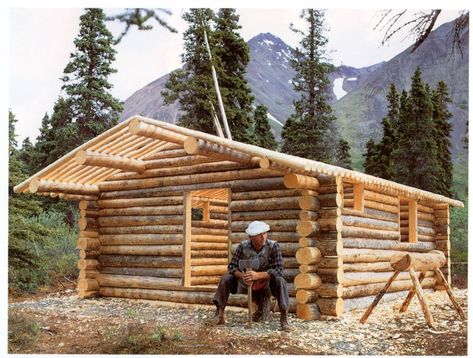 Build Your Own Cabin, Diy Log Cabin, Alaska Wilderness, How To Build A Log Cabin, Small Log Cabin, Off Grid Cabin, Tiny Cabins, Tiny Cabin, Log Cabin Homes