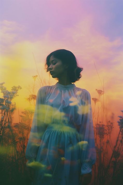 Dreamy ethereal sunset portrait flowers | free image by rawpixel.com Portrait Flowers, Smile Portrait, Ethereal Photography, Sunset Portrait, Men's Portrait Photography, Debut Photoshoot, Forest Sunset, Dreamy Photography, Shoot Inspiration