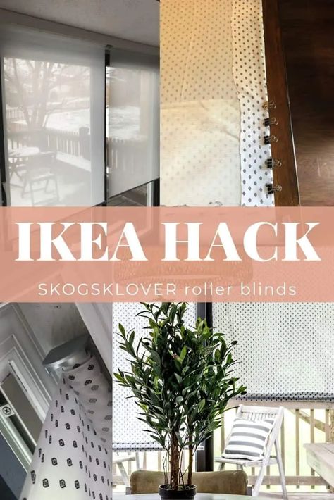 Click over to see how I replaced the mesh with fabric on an IKEA SKOGSKLOVER roller blind. #diy #ikea #ikeahack #homedecor #windowtreatment Ikea Roller Blind, Kitchen Window Treatments Diy, Kitchen Patio Doors, Cornice Box, Diy Projects For Bedroom, Slide Door, Window Treatments Living Room, Window Treatments Bedroom, Blogger Inspiration