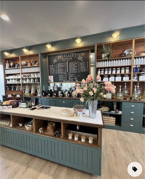 Coffee Shop Shelves Display, Italian Shop Design, Lavender Crown, Bakery Counter, Deli Cafe, Backyard Barn, Flower Shop Design, Chocolate Stores, Rustic Cafe