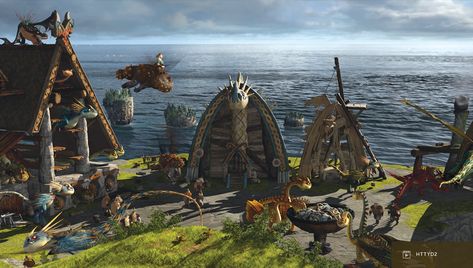 Berk Dragon Island, Dwarven City, Dragons Riders Of Berk, Dragon House, The Great Hall, Dreamworks Dragons, Dragons Gift, Great Hall, Dragon 2