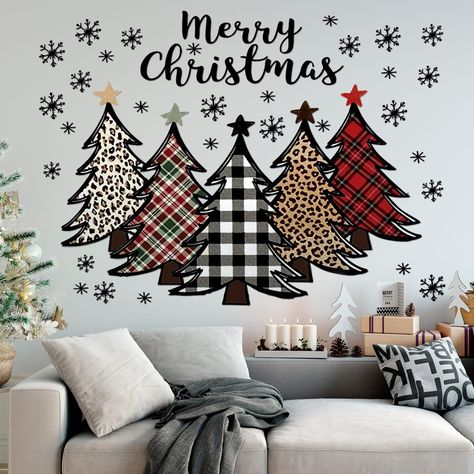 PRICES MAY VARY. Quality Material: our large Christmas tree wall decals are crafted from PVC material; This ensures that they are reliable, making them resilient to wear and tear over time; With bright colors and clear printing, these stickers are not easy to break or fade, making them a long lasting addition to your Christmas decor Large Size: you can easily piece the Christmas tree wall decals together to form a large Christmas tree, a size of 43.31 x 31.5 inches/ 110 x 80 cm; This larger size Christmas Office Gifts, Christmas Tree Wall Decal, Snow Watercolor, Tree Wall Decals, Christmas Wall Stickers, Christmas Tree Wall, Tree Decals, Large Christmas Tree, Tree Stickers