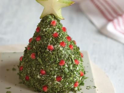 Christmas Tree Cheese Ball Recipe | Ree Drummond | Food Network Pioneer Woman Christmas Tree Cheese Ball, Pesto Breadsticks, Shrimp Tree, Christmas Tree Cheese Ball, Christmas Tree Cheese, Cheese Tree, Christmas Entertainment, Breadsticks Recipe, Yule Christmas