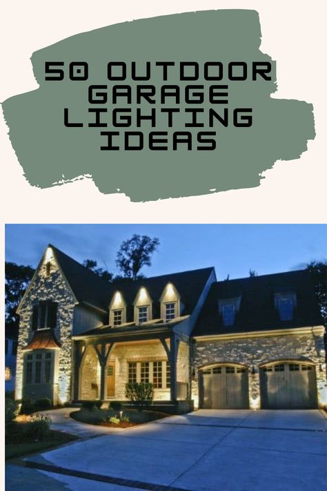 A popular form of outdoor lighting is to mount a light onto the exterior walls of your home as outdoor house lights. Ideally, you'll place outdoor lights in critical areas close to where you'll be moving or operating at night, such as porch lights or garage lighting. 💡 #garagelight #outdoorlighting #garageideas Outdoor Lighting House Wall, Outdoor Lighting Ideas House Garage, Exterior Garage Lighting Placement, Garage Outdoor Lights, Exterior Home Lighting Night, Garage Lighting Ideas Exterior Modern, Exterior Garage Lighting Ideas, Covered Porch Lighting Ideas, Outside House Lighting