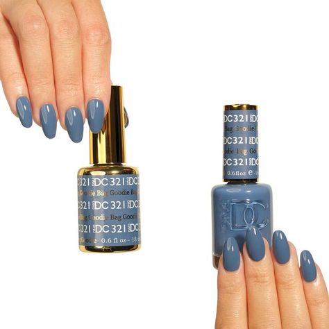 Dnd Denim Blue, Dnd Gel Polish Colors Swatches Blue, Slate Blue Nail Polish, Blue Jean Color Nails, Denim Nail Designs, Dnd Fall Nail Colors 2023, Dusty Blue Nails, Daisy Nail Designs, Daisy Nail Design