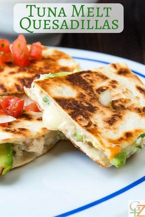 Tuna Melt Quesadillas | Garlic + Zest Tuna Quesadilla, Quesadilla Healthy, Tuna Melt Recipe, Quesadilla Recipe, Healthy Tuna, Melt Recipe, Tuna Melt, Tuna Melts, Quesadilla Recipes