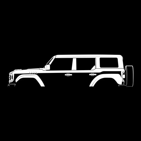 Black and white silhouette of the Ford Bronco Raptor (2021). Very detailed side profile design. Available on T-shirts, phone cases, posters and many more high-quality products! Check out this design in my store link above! #art Ford Bronco Raptor, Bronco Raptor, Black And White Silhouette, Car Silhouette, Door Mirrors, Ford Raptor, Wrangler Unlimited, My Portfolio, Jeep Wrangler Unlimited