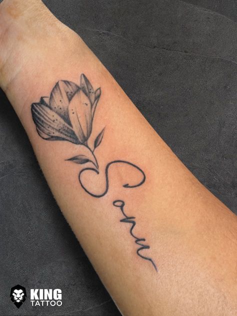 Sonu name tattoo with flower Sonu Name, Tulip Tattoo, Flash Sheet, Tattoo Flash Sheet, Name Tattoo Designs, Hand Tattoos For Guys, Name Tattoo, Name Tattoos, Tattoo Flash