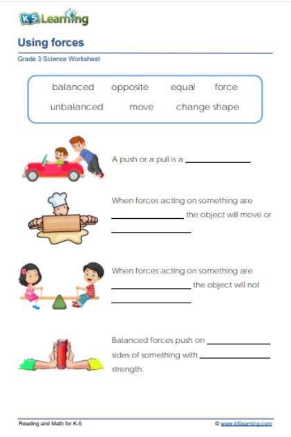 Force Worksheet For Grade 3, Balanced And Unbalanced Forces 3rd Grade, Balanced And Unbalanced Forces Activity, Forces And Motion 3rd Grade, Grade 3 Science Worksheets, 3rd Grade Science Worksheets, Friction Activities, Force And Motion Worksheets, Balanced Forces