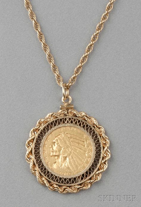 1910 Indian Head Eagle Five Dollar Gold Coin Pendant Pendant Necklace Outfit, Gold Coin Jewelry, Gold Coin Pendant, Ancient Coin Jewelry, Buy Gold And Silver, Pendant Necklace Simple, Gold Coin Necklace, Gold Pendant Jewelry, Coin Earrings