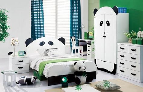 How cute is this Panda theme bedroom! Casa Clean, Blue Ceilings, White Comforter, Bedroom Themes, Kids' Room, Room Themes, My New Room, Bedroom Sets, Panda Bear