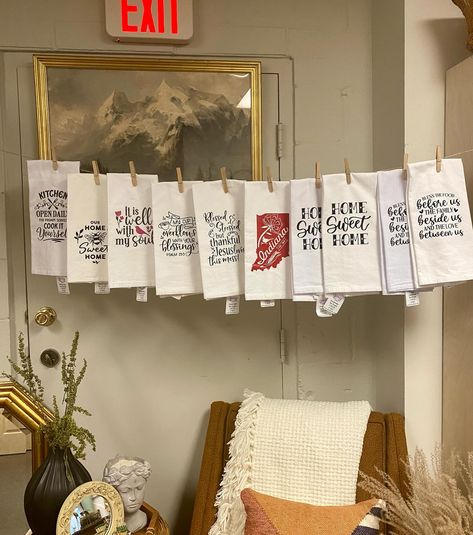 Happy Saturday friends.🌞 I went by @chosengoods77 today and just love how they have displayed my flour sack tea towels in the shop! It made me so happy to see them hanging all in a row and I just had to share!💜 If you’re local and haven’t checked it out, it’s a perfect day to go in and get out of the heat. It’s a beautifully curated shop in Sellersburg that’s filled with vintage and artisan treasures. I know you will love it and find something that adds a unique touch to your home or a gif... Happy Saturday Friends, Bless The Food, Flour Sack Tea Towels, Flour Sack Towels, Flour Sack, A Perfect Day, Happy Saturday, Perfect Day, So Happy