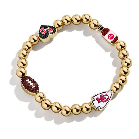 Accessorize your game day outfit with this Kansas City Chiefs Localized Pisa Bracelet from BaubleBar. This hypoallergenic bracelet features enamel and stone-studded charms that put your Kansas City Chiefs fandom front and center. With an inner circumference of approximately 6.25", the stretch design ensures a comfortable fit for most wrist sizes. Kansas City Chiefs Football, Nfl Kansas City Chiefs, Game Day Outfit, Gameday Outfit, Stone Studs, Enamel Charms, Day Outfit, Kansas City Chiefs, Pisa