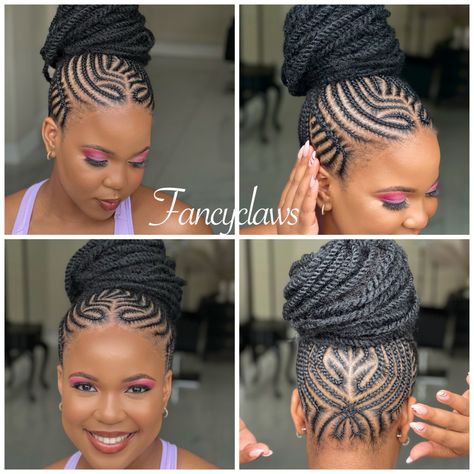 Cornrow Updo Hairstyles Natural Hair, Cornrows Braids For Black Women Bun Updo, Corn Row Braids Black Women Cornrows Natural Hair, Cornrows 2023, Updo Cornrows Braids Black Women, Conrow Ponytails, Cute Braided Ponytails, Feed In Braids Hairstyles Updos, Straight Up Hairstyles Braids African