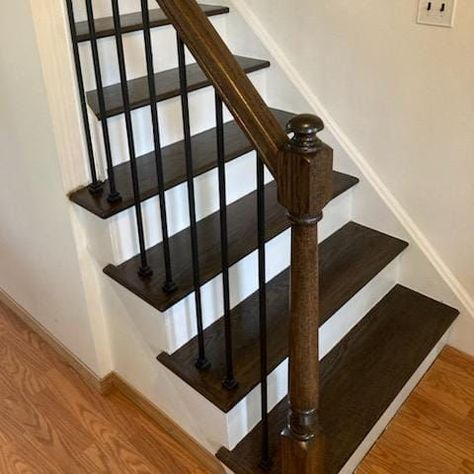 🛠️ New Project Highlight in Freehold, NJ by Up Stairs Rails! We're excited to share our latest stair renovation project! Check out this complete overhaul where we upgraded all steps, risers, and landing treads, and installed a chic new wood and metal railing. It's not just a staircase; it's a statement piece in the home. 🌟 Why Choose Up Stairs Rails? ✅Attention to detail in every project ✅Use of high-quality materials ensuring durability ✅Efficient and professional service every step of th... Metal Stair Risers, Indoor Railing, Stair Renovation, House Of Forgings Aalto 44-in Satin Black Wrought Iron Classic Stair Baluster, Metal Railings, Stair Railing, Renovation Project, Railing, Wood And Metal