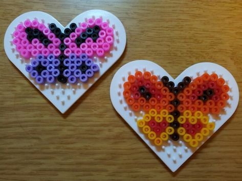 Iron Beads Butterfly, Perler Beads Ideas Butterfly, What To Make Out Of Perler Beads, Perler Beads Butterfly, Butterfly Hama Beads, Hamma Beads Ideas, Easy Perler Bead Patterns, Melty Bead Patterns, Pearl Beads Pattern