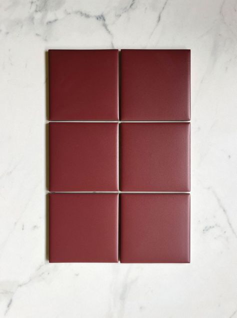 Red Kitchen Tiles, Burgundy Walls, Art Deco Tiles, Pink Art Deco, Square Tiles, White Bathroom Tiles, Matte Tile, Red Tiles, Mosaic Kit