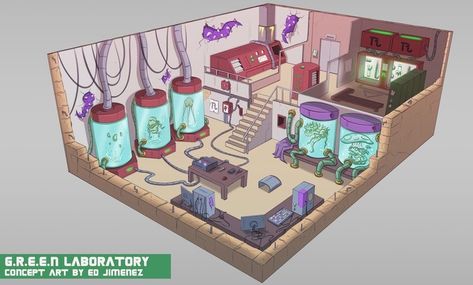 Minecraft Building Ideas Laboratory, Minecraft Laboratory Ideas, Laboratory Concept Art, Lab Concept Art, Minecraft Lab, Laboratory Art, Laboratory Idea, Interior Design Minecraft, Isometric Cube