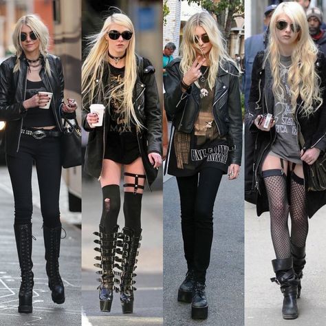 Taylor Momsen Outfits, Stile Punk Rock, Ropa Punk Rock, Taylor Momsen Style, Rock Star Outfit, Estilo Punk Rock, Moda Aesthetic, Ballet Heels, Taylor Momsen