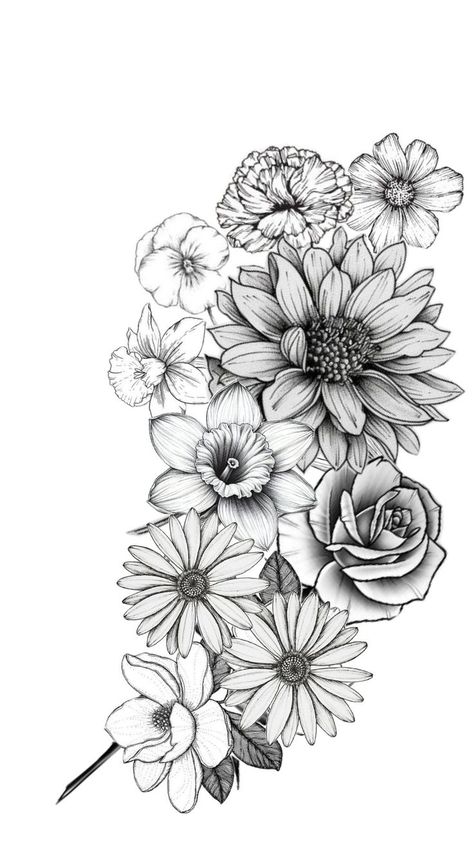 Sunflower And Lily Tattoo Half Sleeves, Womens Filler Tattoos, Floral Tattoo Design Upper Arm, Astor Flower Tattoo, Gladiolus And Chrysanthemum Tattoo, Wildflower Tattoo Sleeve Forearm, Hummingbird Floral Tattoo, Sleeve Flower Tattoos For Women, Forearm Floral Tattoos For Women